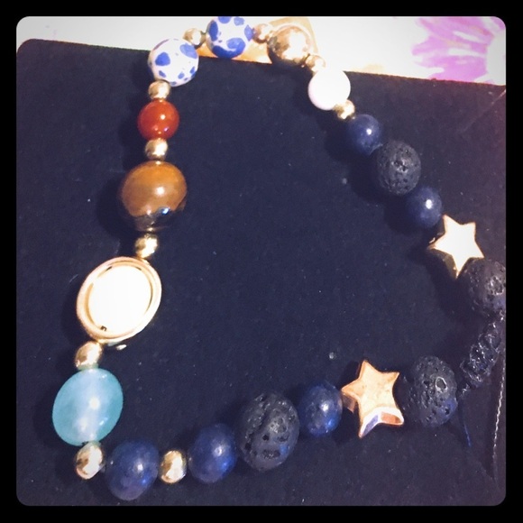 10 Planet & Solar System Natural Stone Bracelet - Picture 1 of 6